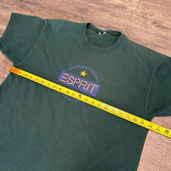 Vintage Esprit Spellout  Tshirt‎ Single Stich NO SIZE TAG Green - Picture 4 of 7